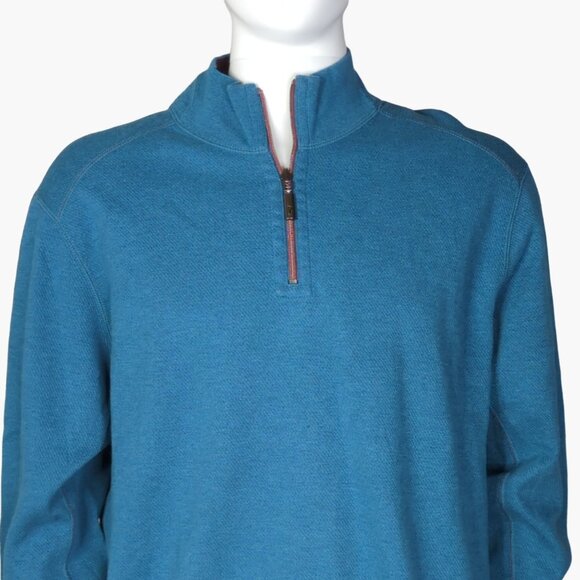 Tommy Bahama Mens XL Blue Red Reversible Flipside 1/4 Zip Pullover Sweater - Picture 5 of 13